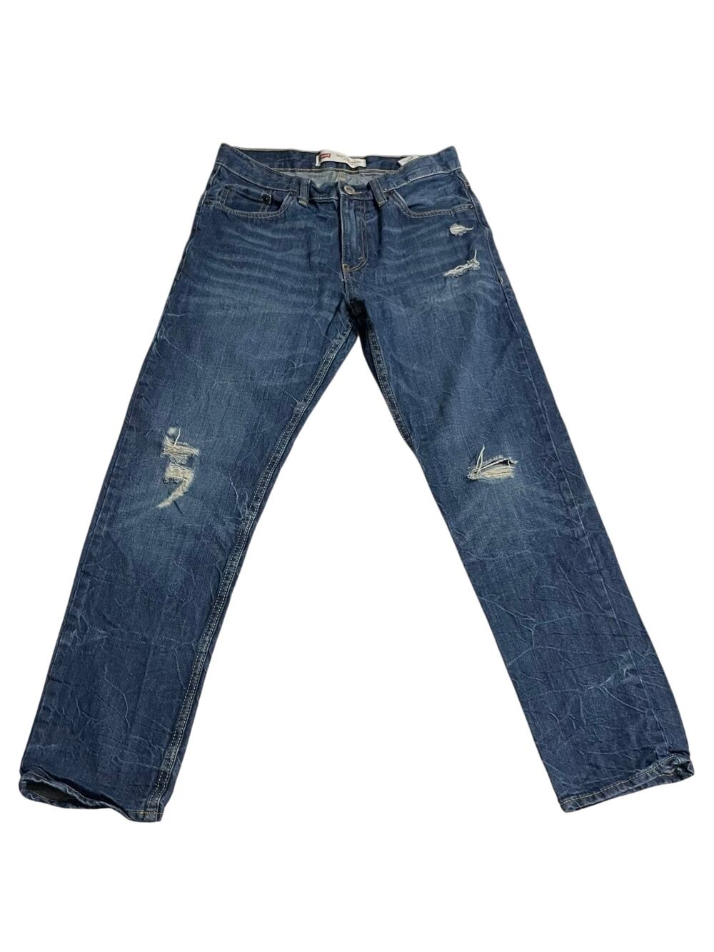 Levis 502 Jeans Youth Size 16 Big Boys Regular Fit Tapered Blue Denim Distressed